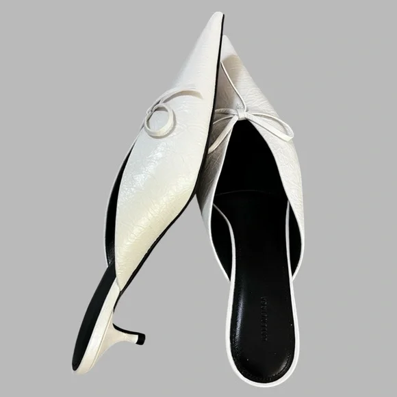 NWT BALENCIAGA Leather Elegant White Mules Size 38 - Picture 8 of 16